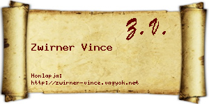 Zwirner Vince névjegykártya